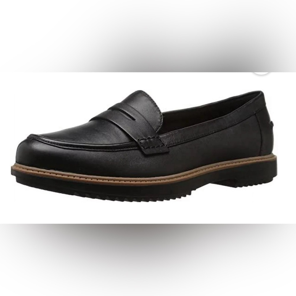 Clarks Black Chunky Penny Loafers